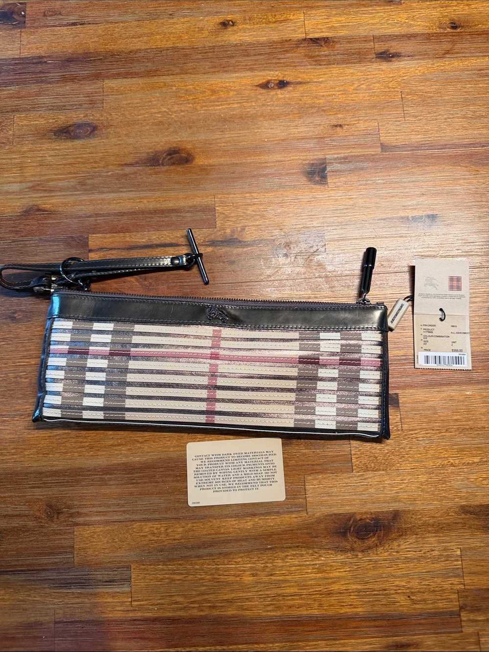 Burberry Black and Brown Striped Wrist Card Holder